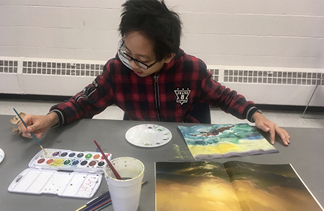 Student drawing in Masha Vodyanyk WIF Project