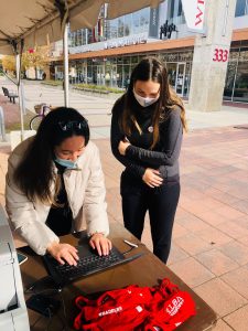 Warheit working at early voting in Madison