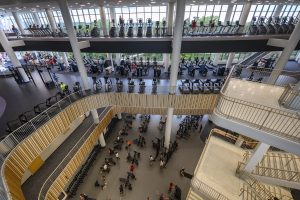 The four levels of the Bakke Recreation & Wellbeing Center provide a wide variety of ways to improve health, fitness, and wellbeing at the University of Wisconsin–Madison on Sept. 22, 2023. (Photo by Althea Dotzour / UW–Madison)