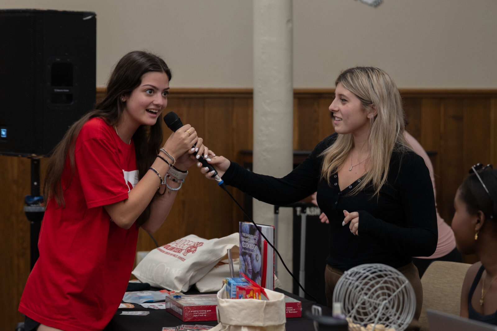 Ashley and student at Bingo Night 