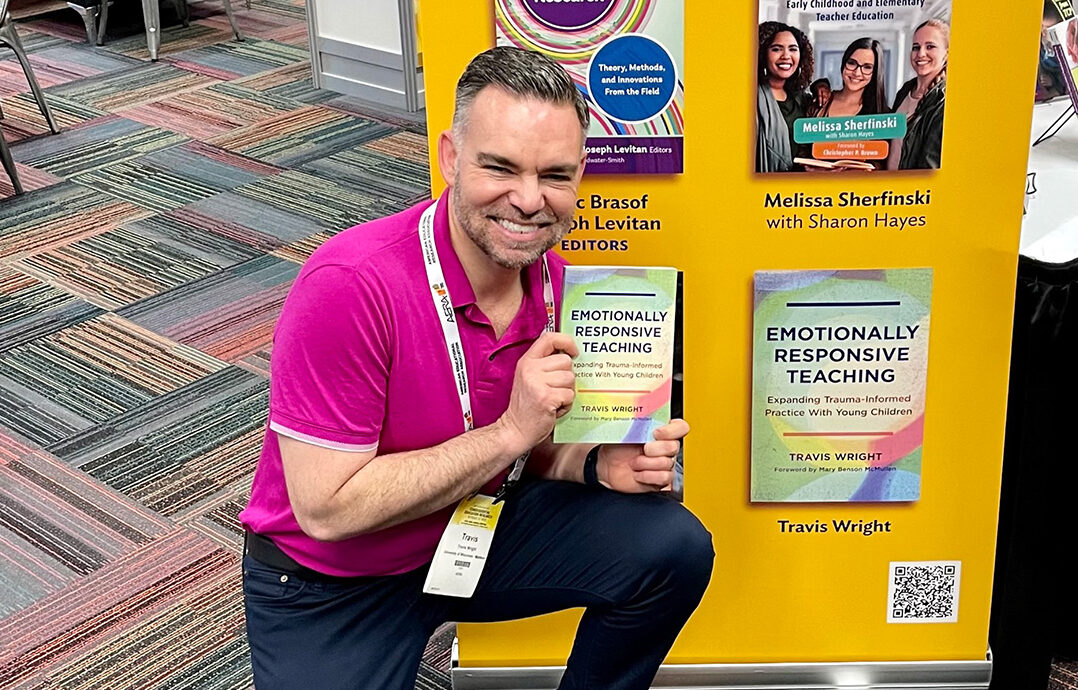Dr. Travis Wright launched the publication of his new book, 𝘌𝘮𝘰𝘵𝘪𝘰𝘯𝘢𝘭𝘭𝘺 𝘙𝘦𝘴𝘱𝘰𝘯𝘴𝘪𝘷𝘦 𝘛𝘦𝘢𝘤𝘩𝘪𝘯𝘨 — 𝘌𝘹𝘱𝘢𝘯𝘥𝘪𝘯𝘨 𝘛𝘳𝘢𝘶𝘮𝘢-𝘐𝘯𝘧𝘰𝘳𝘮𝘦𝘥 𝘗𝘳𝘢𝘤𝘵𝘪𝘤𝘦 𝘸𝘪𝘵𝘩 𝘠𝘰𝘶𝘯𝘨 𝘊𝘩𝘪𝘭𝘥𝘳𝘦𝘯 in April 2023.